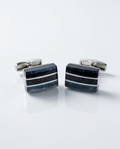 Sparkling Midnight Nebula Rectangular Cufflinks - Front View for galas | Luxe Ensemble