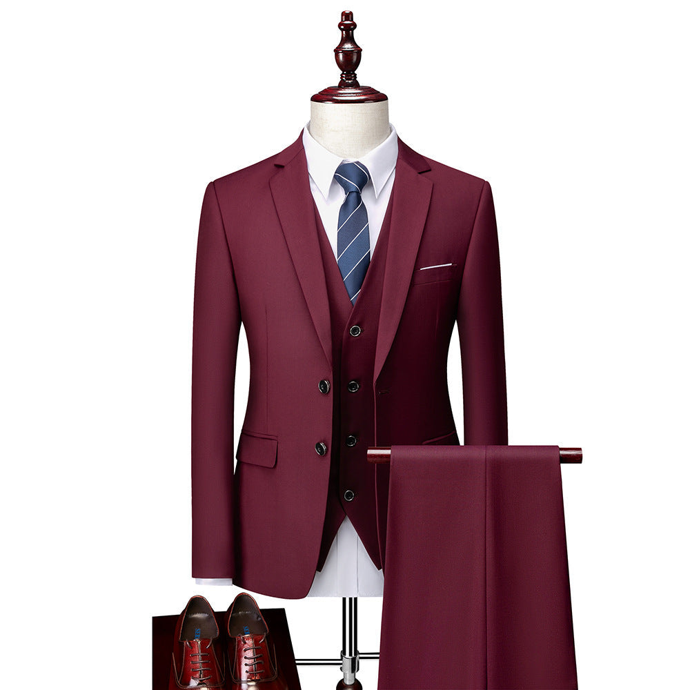 3 Piece Suit Jacket Pants & Vest Business Formal Men's