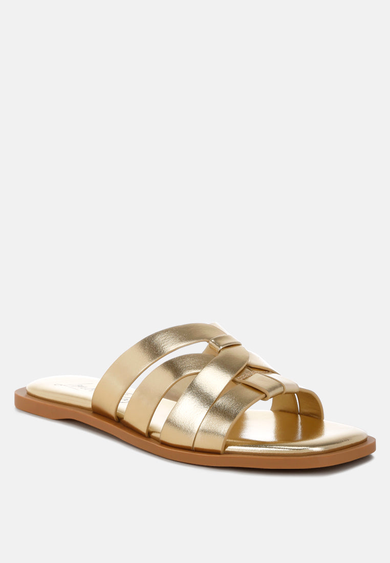 Hebal Metallic Faux Leather Slip Ons