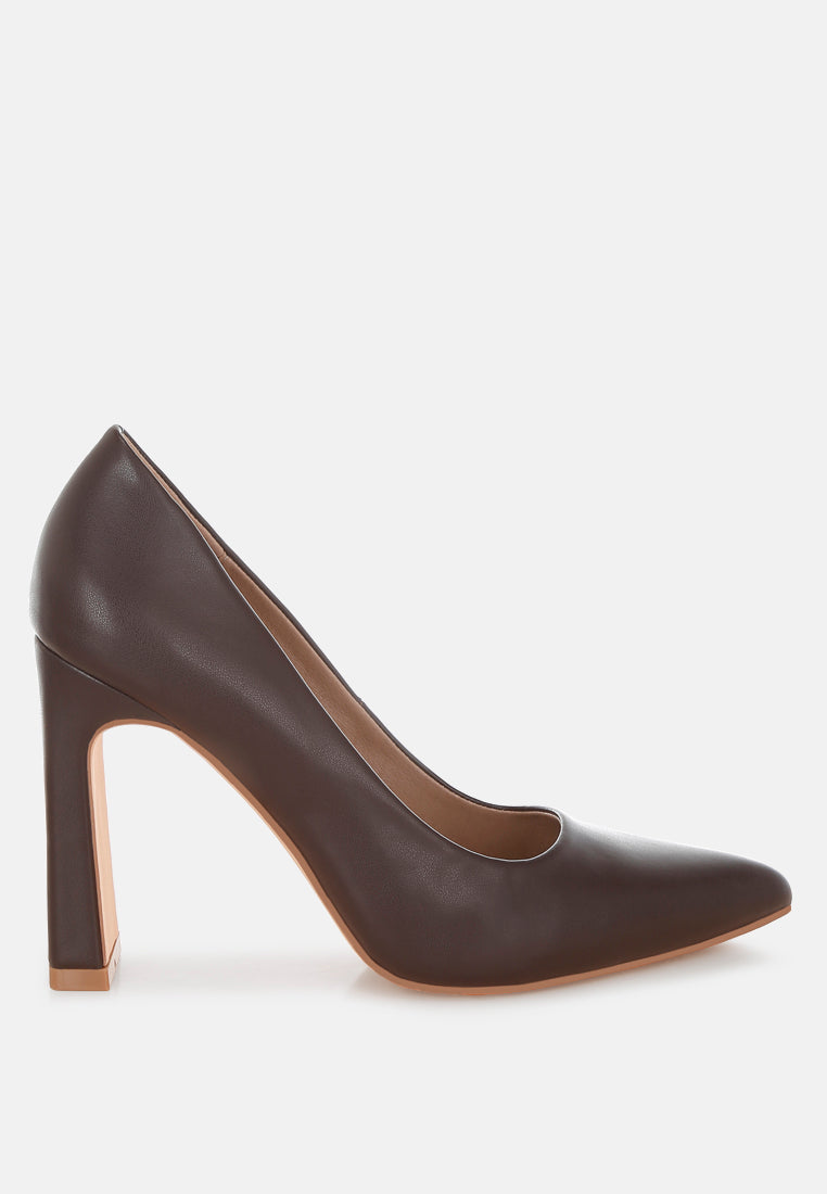 Sleek Shacarri Faux Leather Pumps - Angle View for formal events | Luxe Ensemble