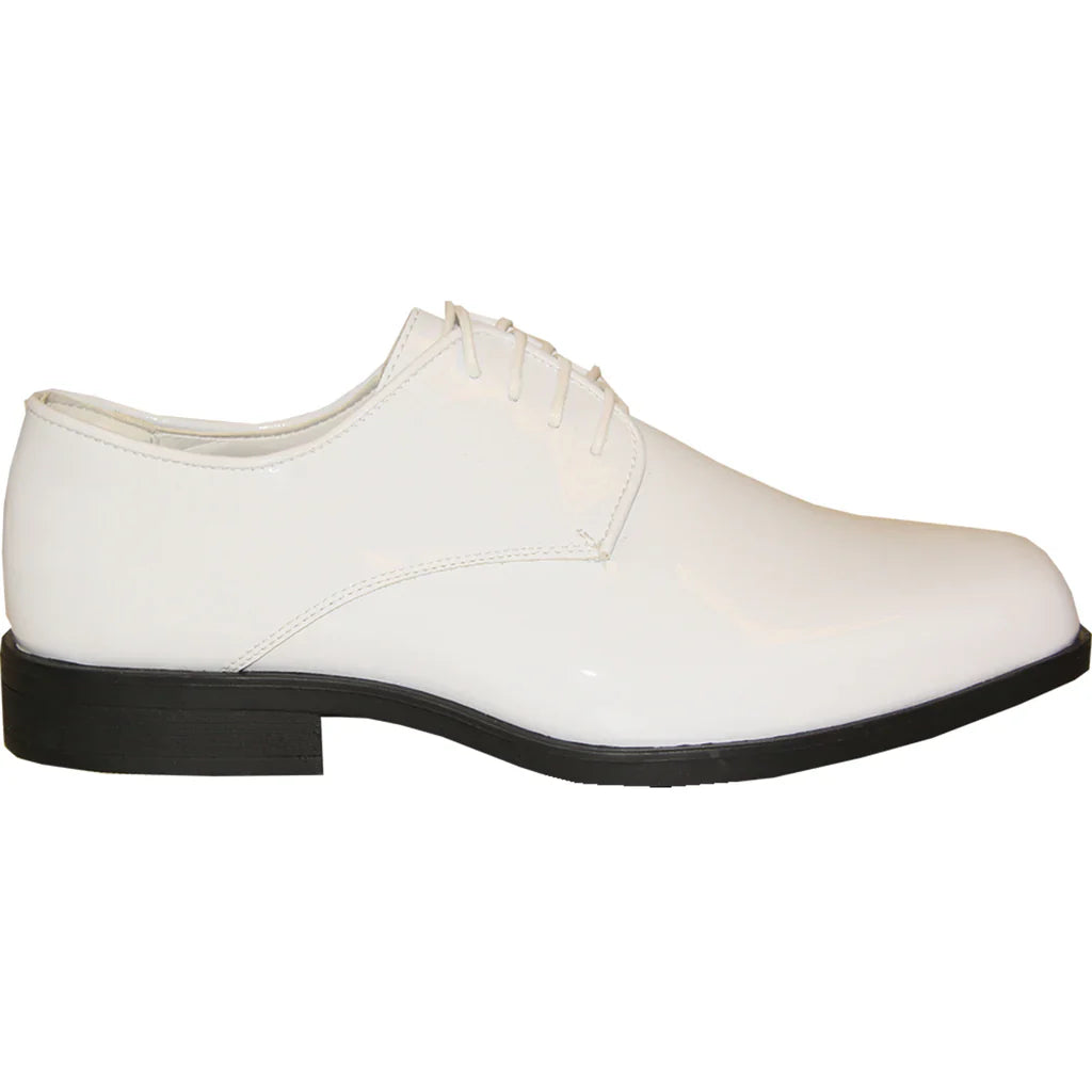 VANGELO Men Dress Shoe TUX-1 Oxford Formal Tuxedo for Prom & Wedding White Patent