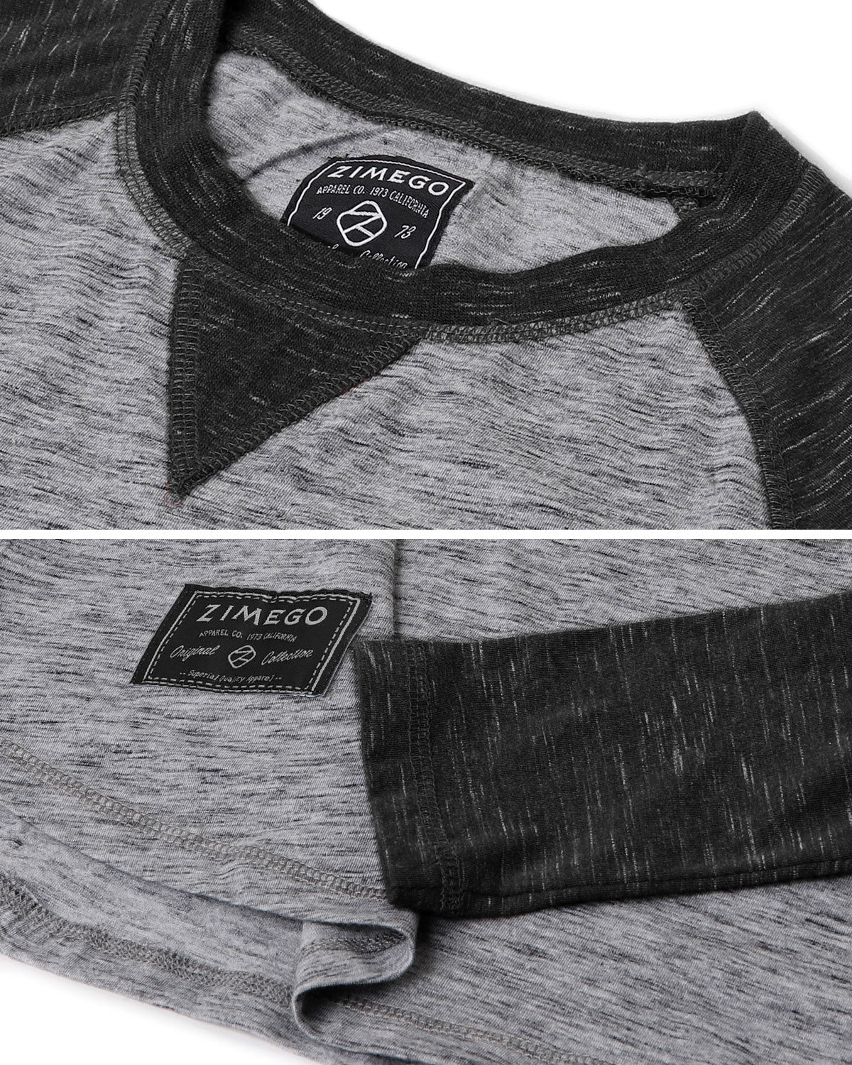 ZIMEGO Men Athletic Fit Baseball Retro Contrast Long Sleeve Raglan T-Shirt