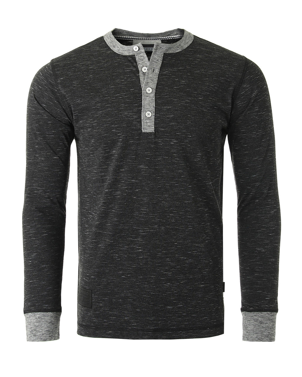 Camisas Henley casuales ZIMEGO de manga larga con cuello y puños de botones en contraste para hombre