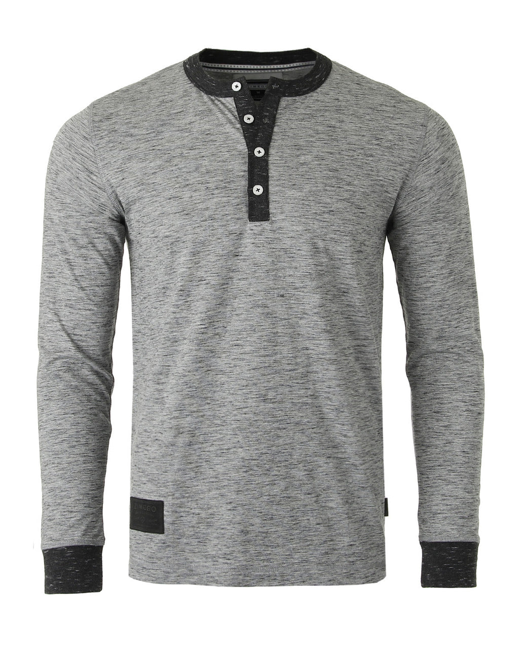 Camisas Henley casuales ZIMEGO de manga larga con cuello y puños de botones en contraste para hombre
