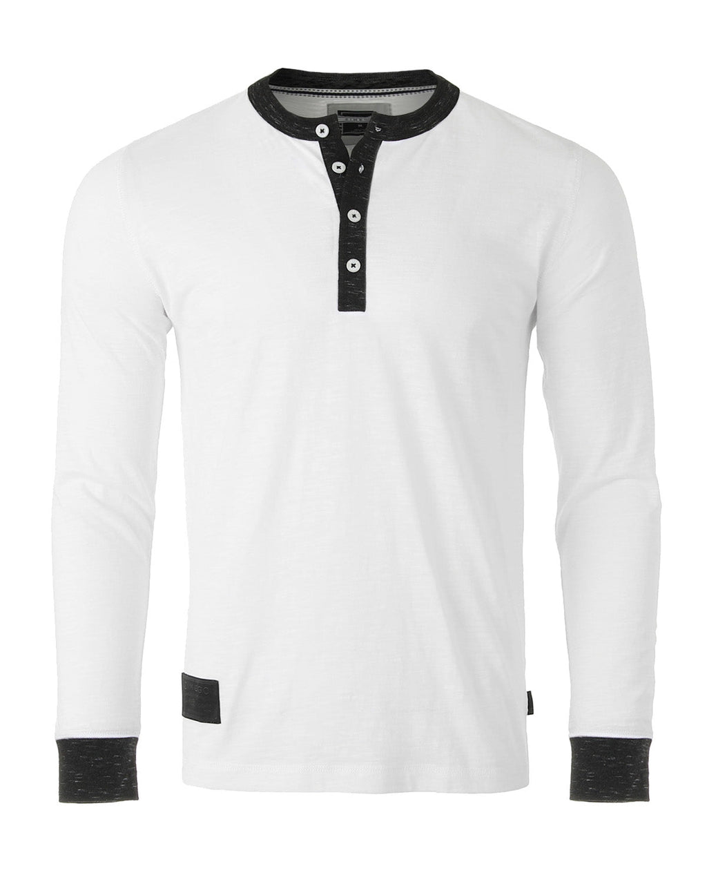 Camisas Henley casuales ZIMEGO de manga larga con cuello y puños de botones en contraste para hombre