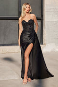 Strapless Sweetheart Fitted Satin Dress