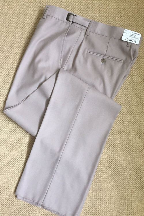 Tailored "Ethan" Tan Super 150's Luxury Viscose Blend Suit Pants - Side View for formal events | Luxe Ensemble