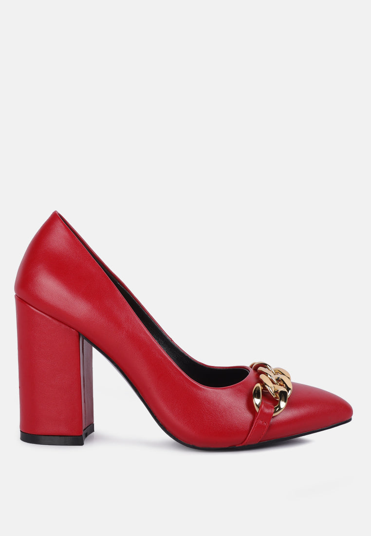 Sleek Majesty Block Heel Pumps - Angle View for formal events | Luxe Ensemble